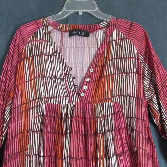 OZAI N KU Sunset Swing Maxi Dress Fuchsia Mix Alembika Womens S Lagenlook $298 - Picture 3 of 11